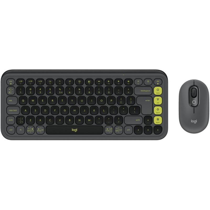 Logitech Pop Icon Combo Wireless Keyboard and Mouse Graphite and Green 