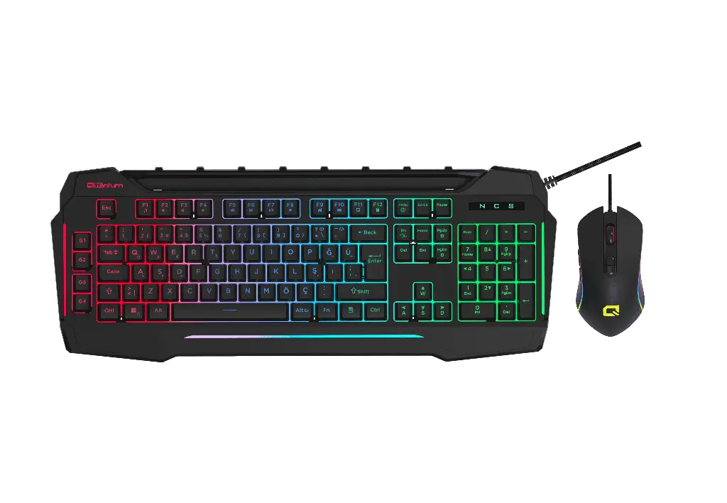 Quantum Gaming Dual Strike RGB Oyuncu Klavye ve Fare Seti – Programlanabilir, 4G Tuş Kontrol Kadranına Sahip