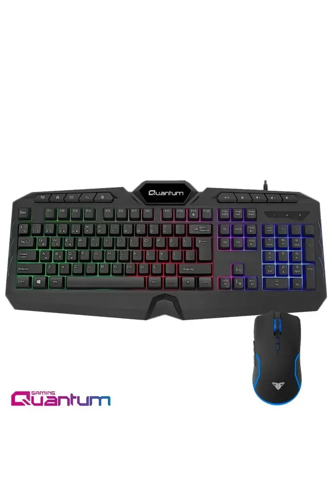 QUANTUM Kablolu Klavye Mouse Set Gaming-Quantum Gaming QG-Q6548QU Renkli Arkadan Aydınlatmalı+8000Dpi Mouse