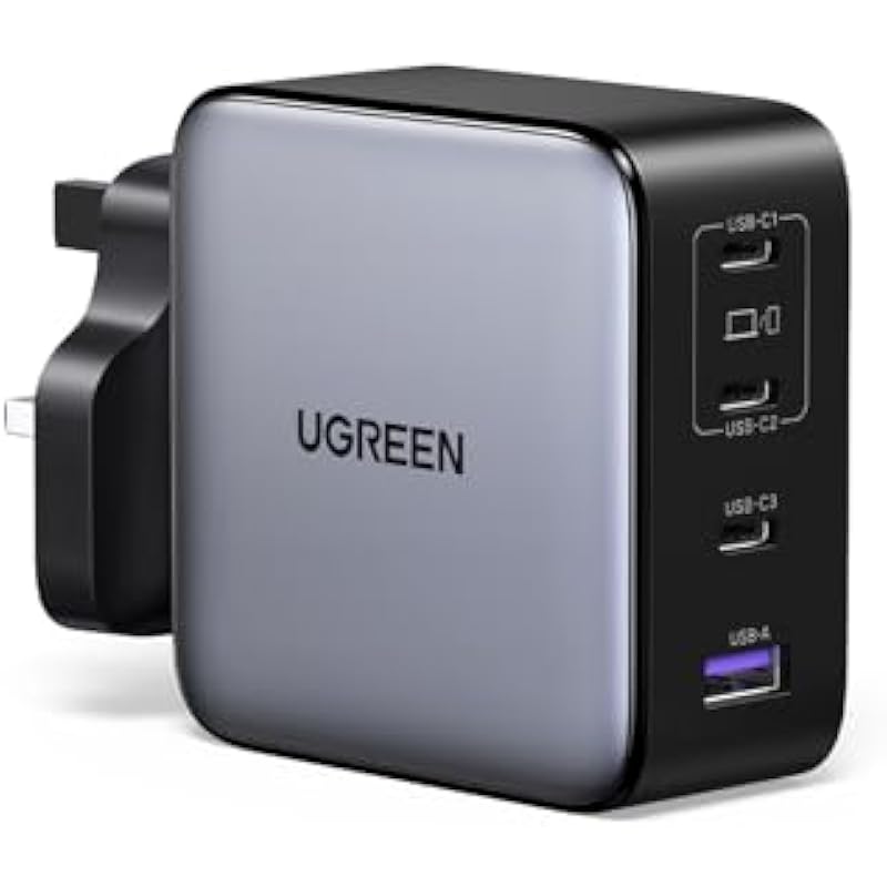 UGREEN 200W 4 Portlu GaN Hızlı Şarj Cihazı Gri | Sharaf Electro Store